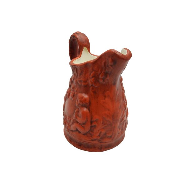 vintage 1968 handmade signed b.b. brick red ceramic pitcher - Picture 3 of 6